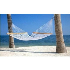 Resim Hamak Ahşap Hamak İp Örgülü 