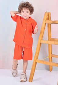 Resim Arya Nisa Kids Erkek Çocuk Düğmeli Gömlek Yeni Sezon Yazlık 2'li Şortlu Takım 