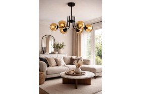 Resim Normadia Modern Beyaz Kapalı Camlı Siyah Kasa Altılı Salon Oturma Takımı 