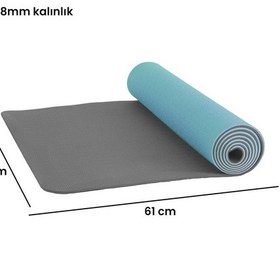 Resim Yumuşak Ve Kaymaz Yüzeyli Yoga & Pilates Matı - 8mm Kalınlık, Hafif Ve Taşınabilir Spor Matı Mavi 