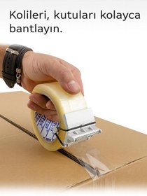 Resim ATLT ATLANTİS BANT KESİCİ APARAT AVUC İÇİ BANT KES APARAT KOLAY YAPIŞTIRMA PAKETLEME KOLİ BANDI KESME APARATI 
