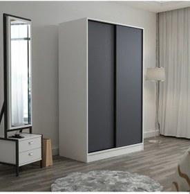 Resim Minarmobilya Minar Kale 2 Kapaklı Sürgülü Dolap 120 Cm - Beyaz/Antrasit 