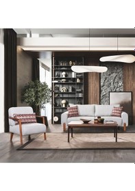 Resim Astana Bohem Koltuk Takımı 3 1 & Mekanizmalı Genişleyebilir Yataklı Koltuk - Gri Bukle Kumaş 