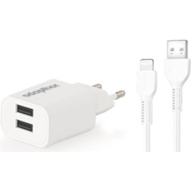 Resim Adapthor Tta521dıu 10w 5v 2.1a Çift Usb + iPhone Uyumlu To Usb 3a Kablolu Set Beyaz 10 W 