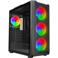 Resim POWERBOOST VK-W001B, Tempered Glass, ARGB, USB 3.0, MidTower, ATX, Siyah, Mesh Panel, GAMING KASA (PSU YOK) 