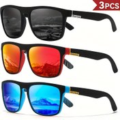 Resim 3 adet Klasik Kare Gözlük, Geniş Çerçeve, Tam Kenar, PC Polikarbon Çerçeve, TAC Lens, Polarize, Spor Stili, Erkekler, Kadınlar için 