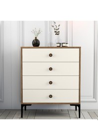 Resim Lizbon 4 Çekmece Şifonyer - Ceviz -Krem 