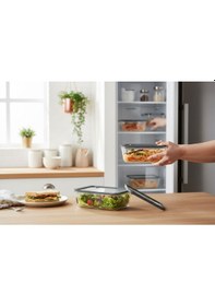 Resim Silikon Vakumlu Cam Kapaklı Cam Saklama Kabı 3 Boy 700-1400-2600 Ml. 