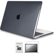 Resim Apple 13" Macbook Pro A2338 M1 Kristal Siyah Kılıf Koruyucu + Ekran Filmi Codegen