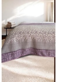 Resim Alla Turca Çift Kişilik Modern Mozaik Desenli Pike Lila 200x240 Cm %100 Pamuk Lila 