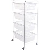 Resim Tekno-tel 4 Katlı Plastik 45x91x33 cm Çekmeceli Tekerlekli Sebzelik Gri-Şeffaf 