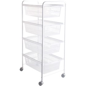 Resim Tekno-tel 4 Katlı Plastik 45x91x33 cm Çekmeceli Tekerlekli Sebzelik Gri-Şeffaf 