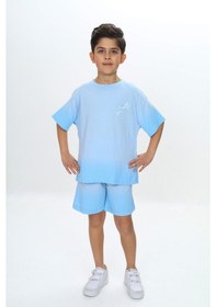 Resim Toontoy Kids Toontoy Erkek Çocuk Yıkama Efektli Baskılı Şortlu Takım Mavi 