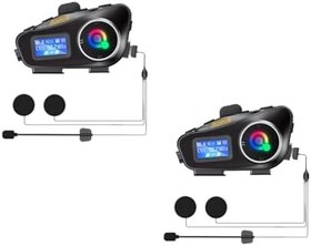 Resim 2 ADET Q58 Max 500m Telsiz Mesafeli Motosiklet Kaskı İnterkom Çift Sürücü İletişimi Mp3 FM Radyo 