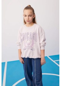 Resim DeFacto Kız Çocuk NBA Chicago Bulls Oversize Geniş Kalıp Bisiklet Yaka Sweatshirt C0802A824SPPN424 Pembe 