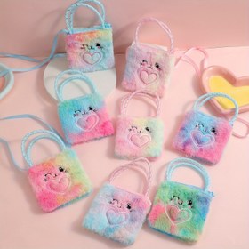 Resim Kartoon Rabbit'i gösteren peluş makyaj çantası, tek parça set - Kış el çantası, kadın çapraz askılı çanta, sevimli öğrenci kemer cüzdan omuz çantası, doğum günü hediyeleri, Noel hediyeleri, Yeni Yıl sürprizleri ve okula dönüş ürünleri için mükemmel. 