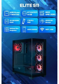 Resim Game Garaj Elite S11 R7-7800X3D 32 GB 1 TB SSD RTX5070Ti Free Dos Oyuncu OEM Paket 
