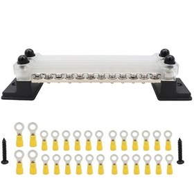 Resim Cp-3053 150a 12-48v Rv Yat Çift Sıralı 12 Bara, 28 Adet Terminalli Siyah 