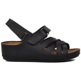 Resim Ayakmod 09-985 Siyah Kadın Dolgu Topuk Sandalet 001 