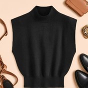 Resim Kadınlar için Şık Siyah Balıkçı Yaka Üst - Yumuşak Kısa Kollu Raglan Kazak, X-Silüet Düz Renk Gömlek İlkbahar Yaz Sonbahar için, Günlükten Resmiye Çok Yönlü Giyim, Mevsimsel Moda, Yüksek Boyunlu Kazak, Rahat Moda, Nefes Alabilen Malzeme, Şık Kadınlar 