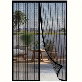 Resim 8 Boyut Yazlık Manyetik Ekran Kapı Perdesi - Anti-Sivrisinek Ağı, Otomatik Kapanan Kapı, Siyah Çerçeve ve Beyaz Manyetik Toka, Dayanıklı Polyester Mutfak, Banyo, Balkon, Balkon Koruma, Modern Estetik, Kolay Kurulum 