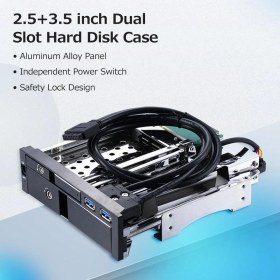 Resim Novis Liora Oem 5,25" Dahili Çift Yuvalı Sabit Disk Kutusu 2,5+3,5 Inç Sata Hdd-Ssd Muhafaza Aletsiz Tasarım 