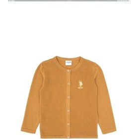 Resim U.S. Polo Assn. Kız Çocuk Camel Düğmeli Bisiklet Yaka Triko Hırka 50316292-VR015 