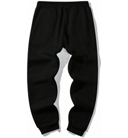 Resim Hypemode Butterfly & Slogan Graphic Drawstring Waist Eşofman Altı Siyah 