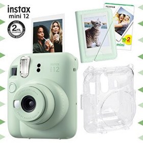 Resim Instax mini 12 Lila Fotoğraf Makinesi-20'li Film-Mini Albüm ve Şeffaf Kılıf Seti 