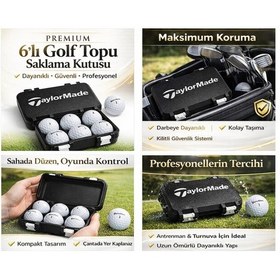 Resim 6 Lı Golf Topu Saklama Kutusu Kapaklı Sert Plastik Taşıma Organizer Box Siyah Çok Renkli 