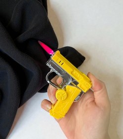 Resim Stres Çarkı Renkli Alevli Tabanca Çakmak 6282 - Sarı 