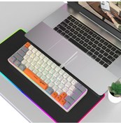 Resim Hxsj V400 Kablosuz Renk Eşleştirme Rgb Altı Işık Membran Klavye 63 Anahtar Kaplaması, Kablolu Uzunluk: 1.7m Gri + Bej + Turuncu 3 Renk 