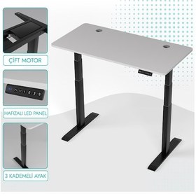 Resim Karr Office O-Flex O2S6 Duo Çift Motorlu Elektrikli Yükseklik Ayarlı Masa - 160X80 - Beyaz/S Beyaz 