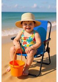 Resim Exent 140 Kg Kapasiteli Katlanır Kamp Sandalyesi Ve 2-6 Yaş Lüx Çocuk Piknik Sandalyesi-mavi Kırımızı 