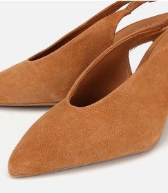 Resim Hotiç Kadın Süet Deri Taba Yumuşak Dokulu Kısa Topuklu Stiletto 