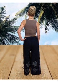 Resim Keten Bulmaca Pantolon Siyah / Standart 