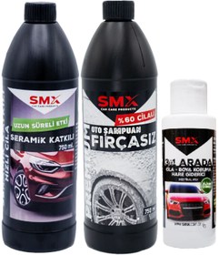 Resim SMX Seramik Katkılı Hızlı Cila - %40 Cilalı Oto Şampuan - 3'ü1 Arada(hare Giderici&boya Koruma&cila) 