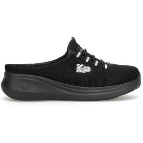 Resim King Paolo D5109 Krakers Sabo Kadın Memory Foam Düz Sandalet Siyah Siyah 