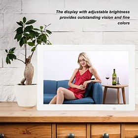 Resim 15 inç Dijital Fotoğraf Çerçevesi, Ayarlanabilir Parlaklık Dijital Fotoğraf Çerçevesi Çok Fonksiyonlu İnsan Vücudu İndüksiyon Resim Oturma Odası Için Görüntüleme (AB fişi) 