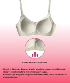 Resim Alya Underwear Kadın Dikişsiz Sütyen Çıkarılabilir Yuvarlak Kaplı Lazer Kesim Görünmez Sütyen Siyah Ekru 
