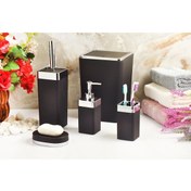 Resim GuvenliPazar 5 Parça Akrilik Gümüş Çizgi Soft Banyo Takımı Kare Banyo Seti Mat Siyah 