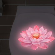 Resim 1 adet Banyo Işıltılı Tuvalet Çıkartması, Lotus Duvar Çıkartısı için Gece Lambası - Yumuşak Pembe PVC Çıkartmalar, Banyo ve Tuvalet Koltukları İçin Uygun Ev Dekoratif Çıkartmaları 