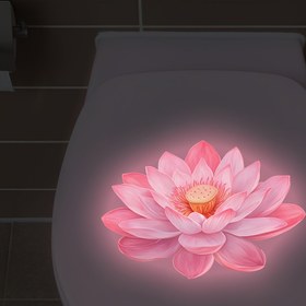 Resim 1 adet Banyo Işıltılı Tuvalet Çıkartması, Lotus Duvar Çıkartısı için Gece Lambası - Yumuşak Pembe PVC Çıkartmalar, Banyo ve Tuvalet Koltukları İçin Uygun Ev Dekoratif Çıkartmaları 