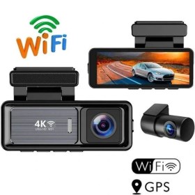 Resim Doreka M6 Araç Içi Dikiz Dashcam 2 Kameralı Gps Wifi 4K Araba Kamerası 