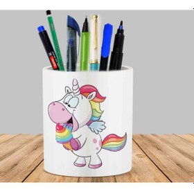 Resim Unicorn Bebe Kaktüs Sukulent Saksı Kalemlik 