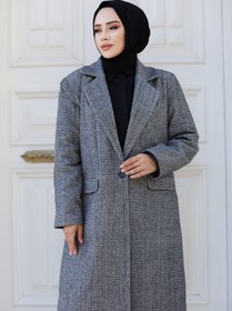 Resim Tesettür Dünyası Balıksırtı Desenli Kaban TSD240925 Siyah 