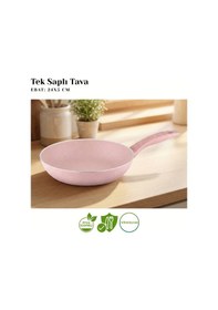 Resim 24 Cm Granit Tek Saplı Tava - Pembe Pembe 