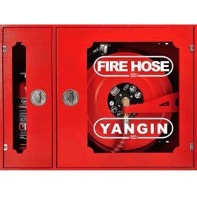 Resim Yangın Dolabı 70X90X23 Ölçülerinde 1”20 mt Kauçuk Hortumlu 1''vanalı Sac Kapaklı Tüp Bölmeli 