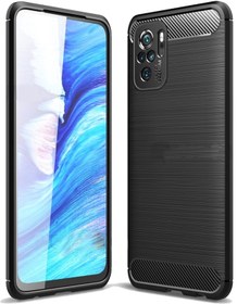 Resim Microcase Xiaomi Redmi Note 10 Brushed Carbon Fiber Silikon Kılıf - Siyah 