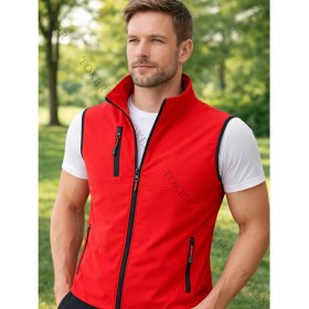 Resim Toker Tekstil Softshell Yelek - Su Geçirmez Kırmızı Kolsuz Günlük Kullanım İçin Ürün 